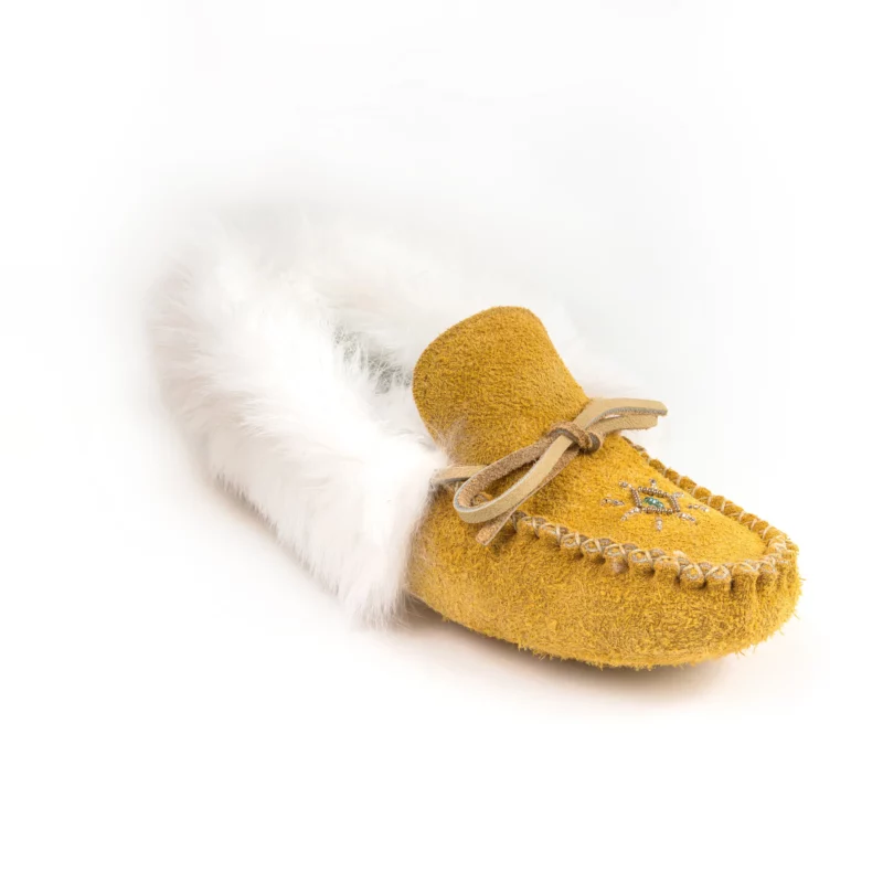 Aoskway (Orignal) en fourrure lapin - Mocassin en cuir femme
