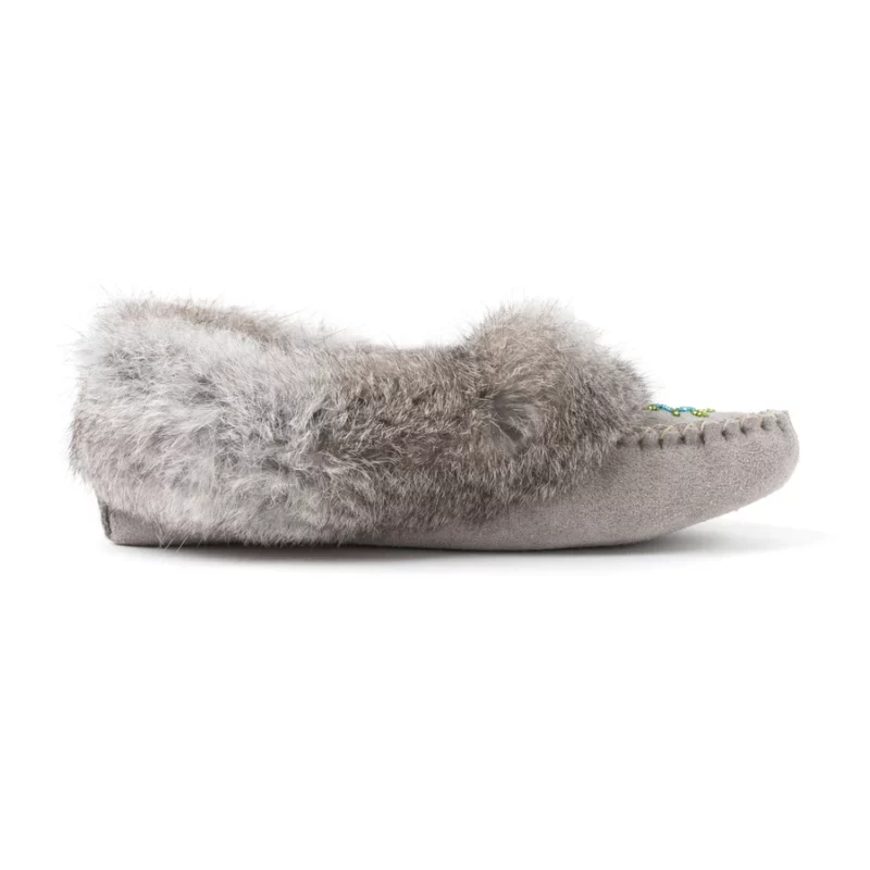 Tänionnienha’ (Lapin) en fourrure de lapin - Mocassin en cuir femme – Image 8