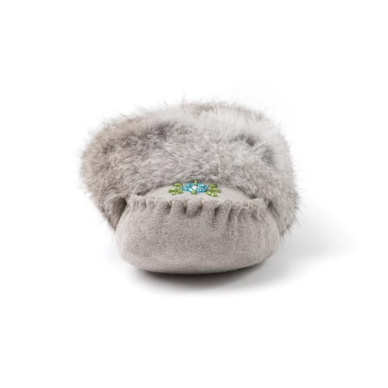 Tänionnienha’ (Lapin) en fourrure de lapin - Mocassin en cuir femme – Image 4