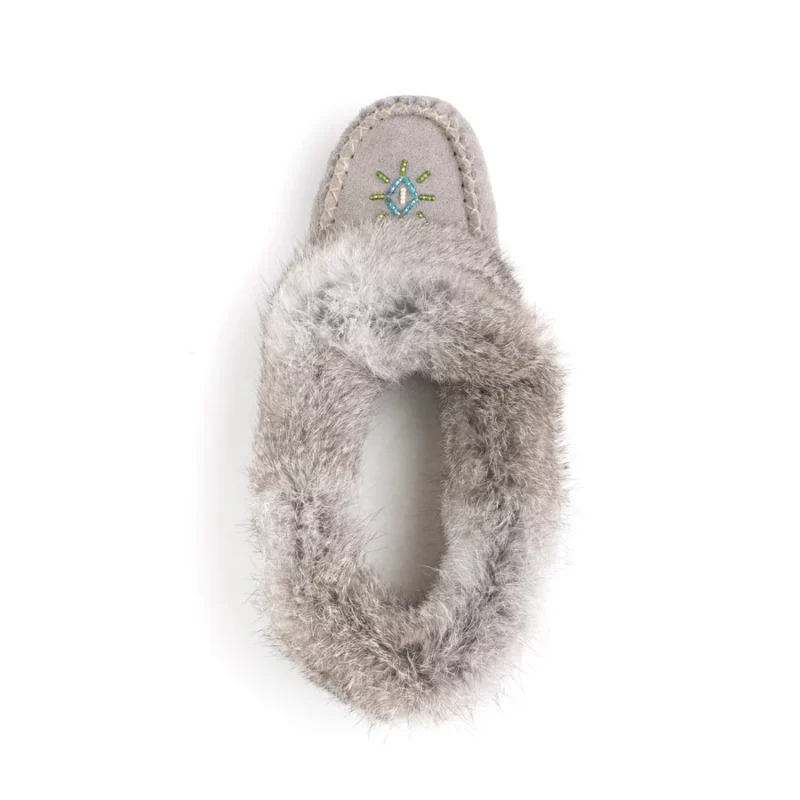 Tänionnienha’ (Lapin) en fourrure de lapin - Mocassin en cuir femme – Image 6
